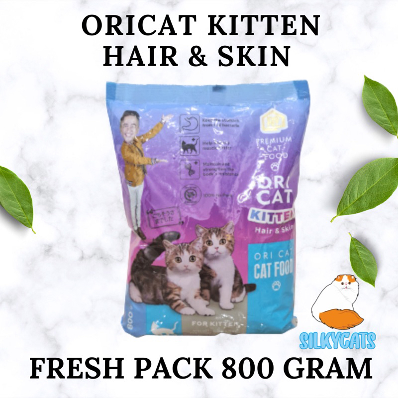 Ori cat kitten hair &amp; skin 800 &amp; 500 gram freshpack . makanan anak kucing baim wong oricat 500gr