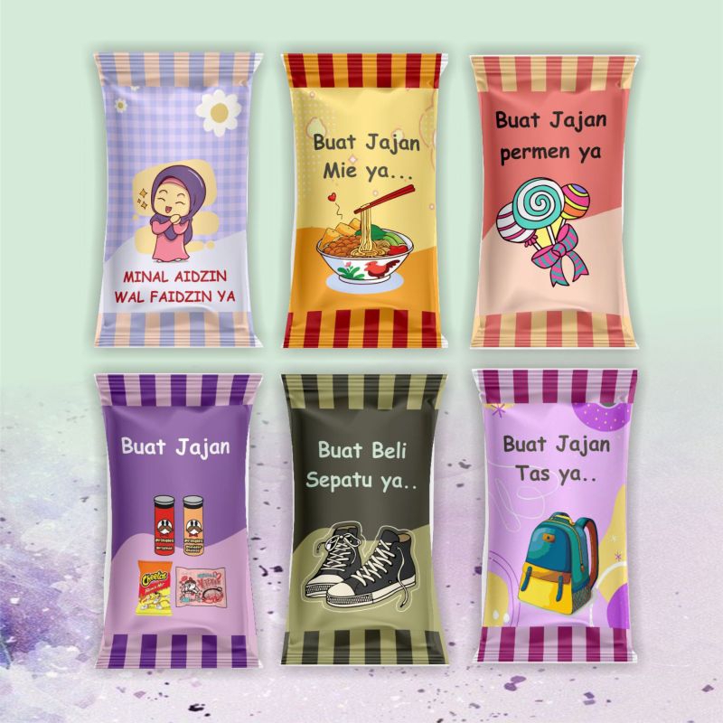 

amplop ampau thr lebaran permen candy motif lucu unik