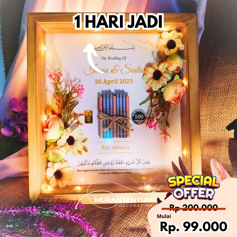 [SEHARI JADI] Kotak Box Frame 3D Mahar Akrilik Pernikahan Bingkai Uang Logam Mulia Lucu Unik Estetik