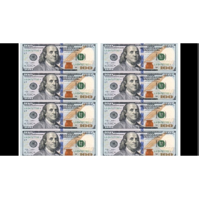 

edible dollar 100 USD ukuran 13 x 5cm untuk hiasan dekor kue icing paper