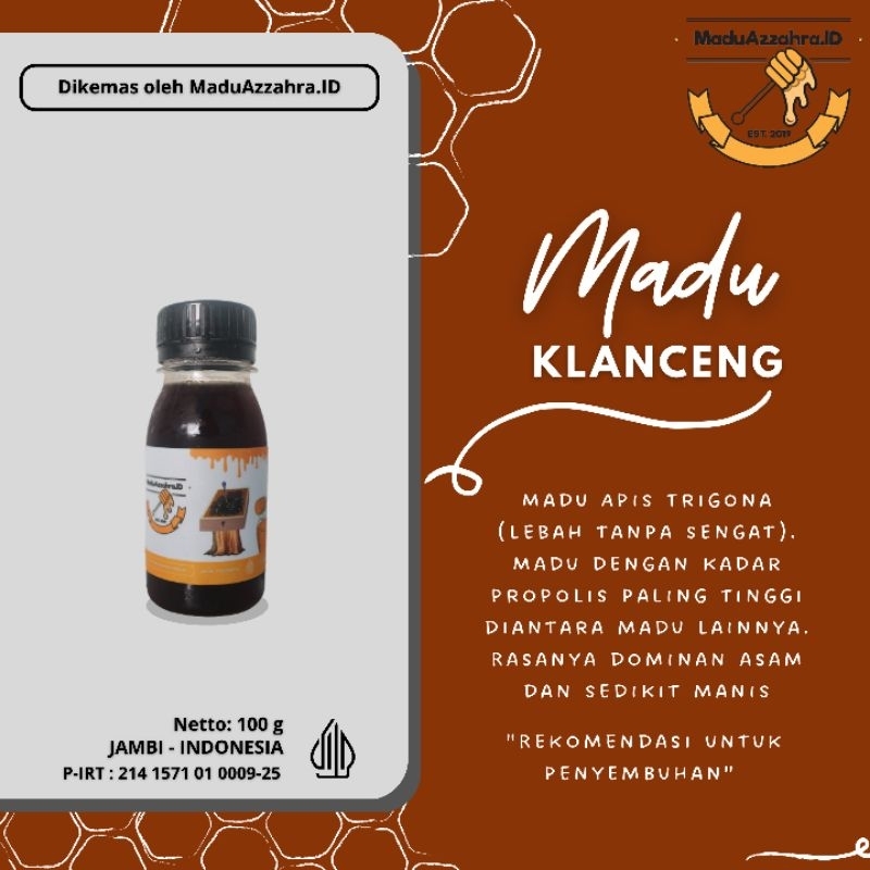 

madu murni 100% tanpa campuran KLANCENG (TRIGONA ITAMA) 100g Asli Murah Jambi - MADUAZZAHRA.ID