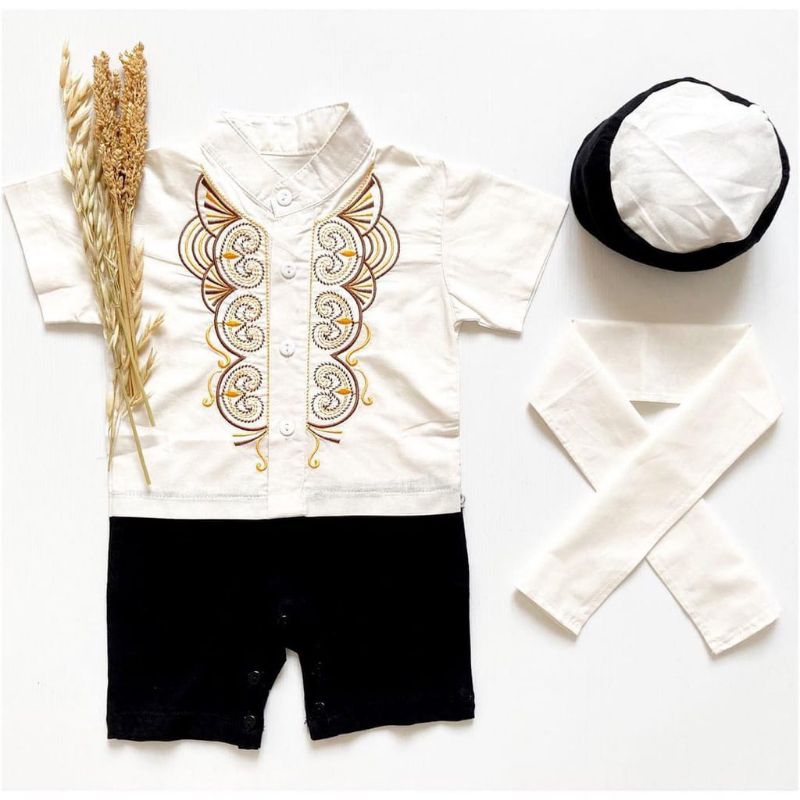 [0-12 bulan] GRATIS SORBAN !! PAKAIAN MUSLIM BAJU KOKO AQIQAH BAYI LAKI-LAKI ROMPER BAYI LAKI LAKI JUMPER KOKO FREE SORBAN SHORBAN 0 6 12 BULAN