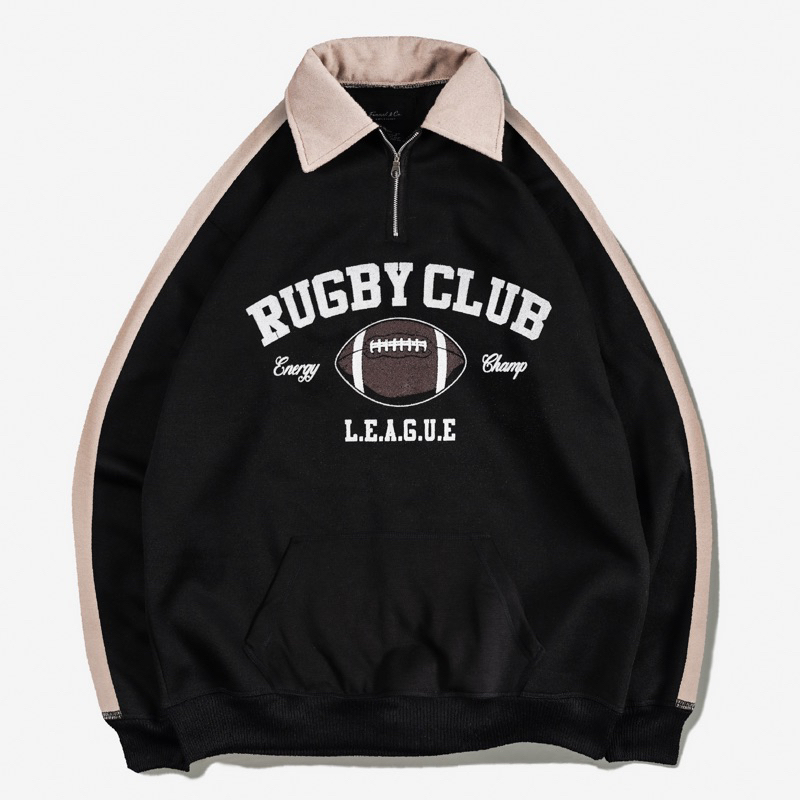 [N01173] Jaket Sweater Rugby Pocket Motif RUGBY CLUB