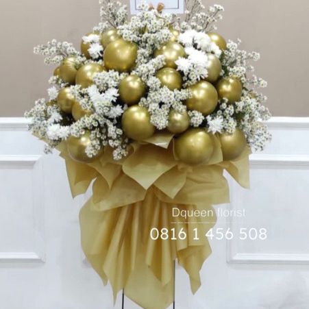 DQueen Florist Standing Flower Ulang Tahun Bunga Fresh Dekorasi Wedding Flowers Besi Custom Warna