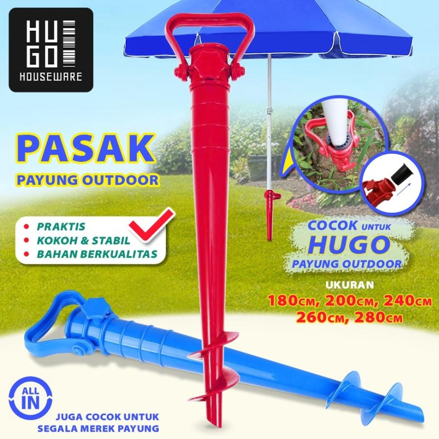 HUGO Payung Jualan 200 CM Payung Tenda Taman Pantai Cafe Bazar Lapak