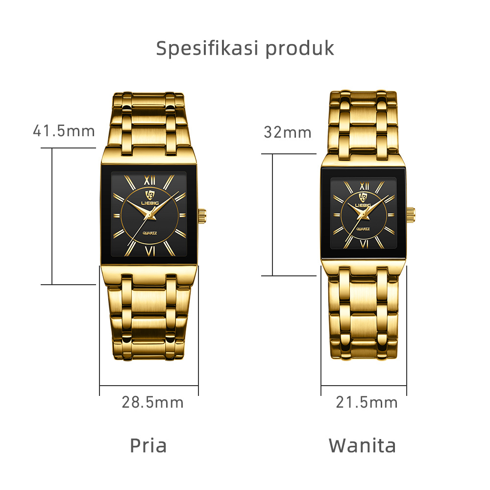 jam tangan couple Square Business Watch jam tangan pria Wanita Quartz Stainless Watch jam couple pasangan terbaru 2023