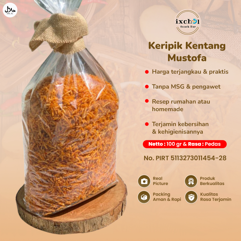 

Keripik Kentang Mustofa 1Kg Rasa Pedas Makanan Cemilan Kiloan Kripik Homemade