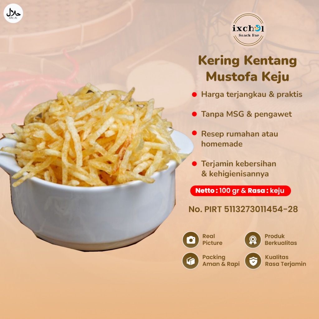 

Keripik Kentang Mustofa Rasa Original Kemasan 100Gr Makanan Cemilan Kripik Kering Homemade