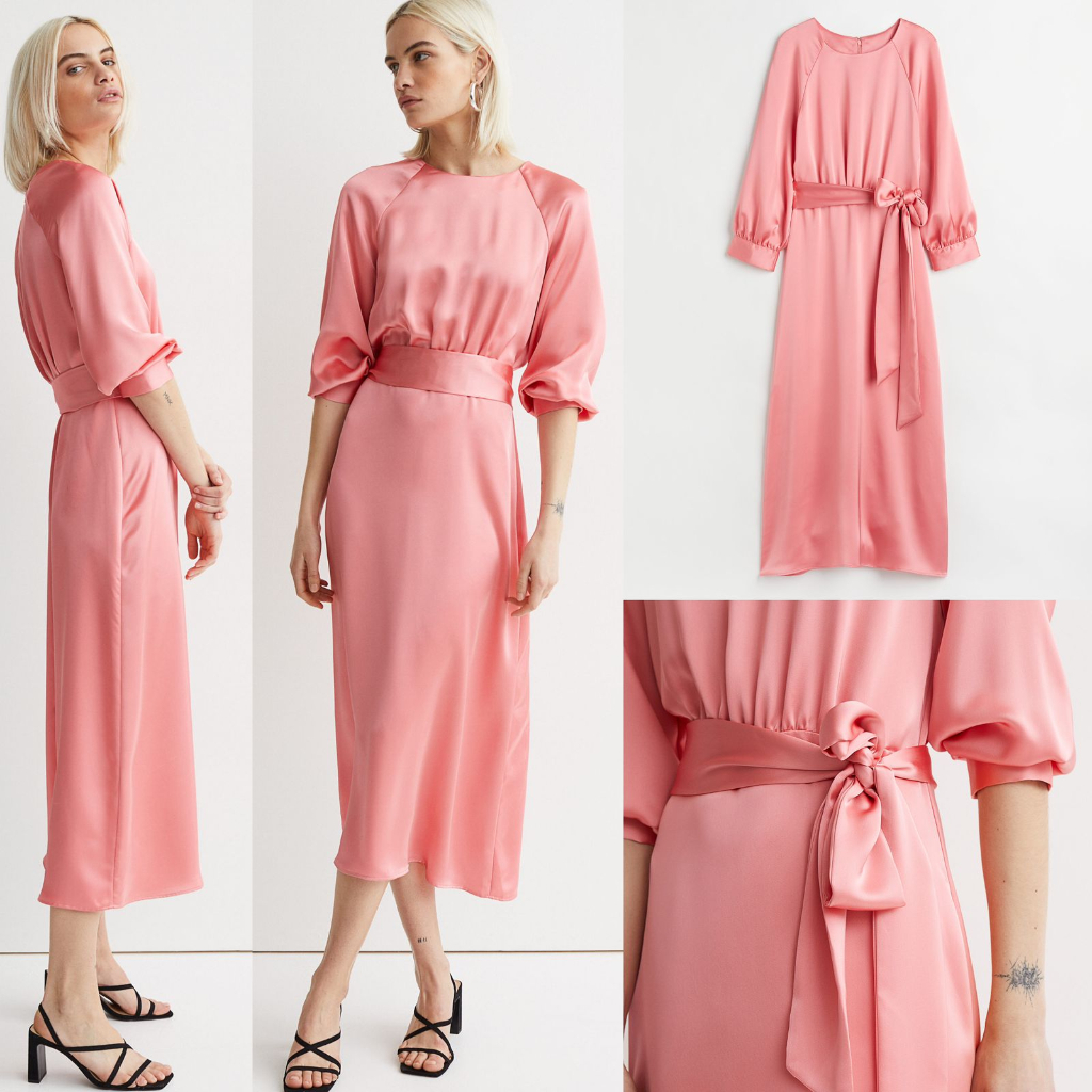 Hm satin belted  dress