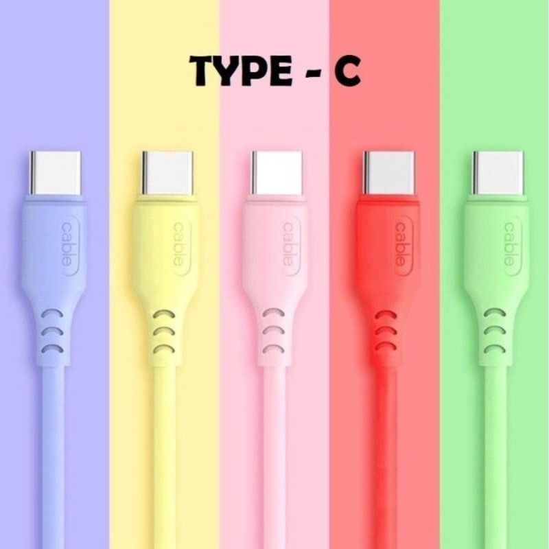 KABEL DATA MACARON//MAKARON USB TYPE-C MURAH