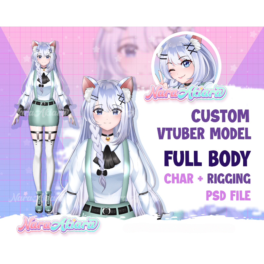 Jasa Bikin Karakter Anime Vtuber Live2D Model -1 Karakter Full Body + RIGGING. Komisi Live2d, Komisi Vtuber, Jasa Bikin live2d