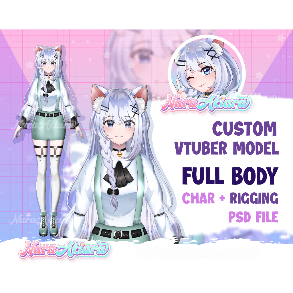 Jasa Bikin Karakter Anime Vtuber Live2D Model -1 Karakter Full Body + RIGGING. Komisi Live2d, Komisi