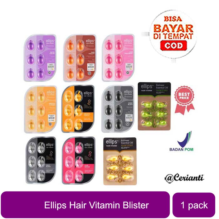 [1ML X 6 BUTIR | BPOM] ELLIPS Hair Vitamin Blister / Pro Keratin (isi 6 Butir) | Balinese Essential Oil_Cerianti