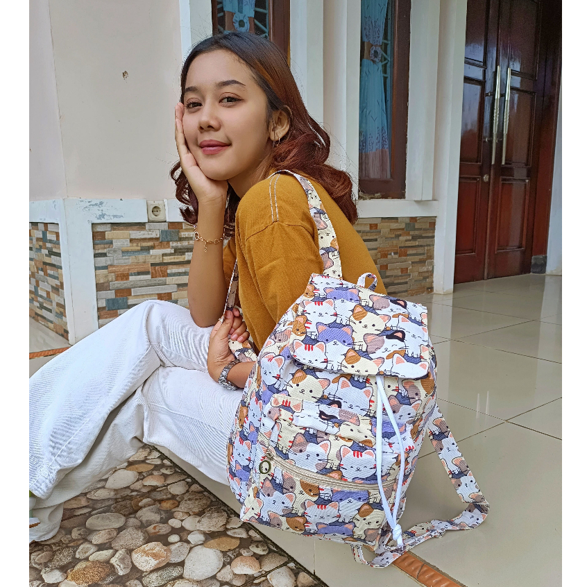 RK Ransel Serut//Tas Wanita//Tas Ransel Wanita//Tas Serut//Tas Kanvas//Tas Sekolah//Tas Lucu//Tas