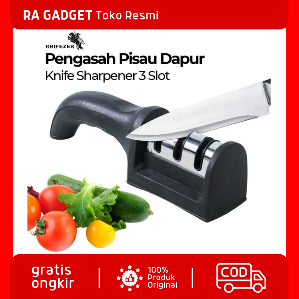 Pengasah Pisau Dapur Knife Sharpener 3 Slot / Alat Pengasah Pisau Gunting Golok Stenlis Stainless St