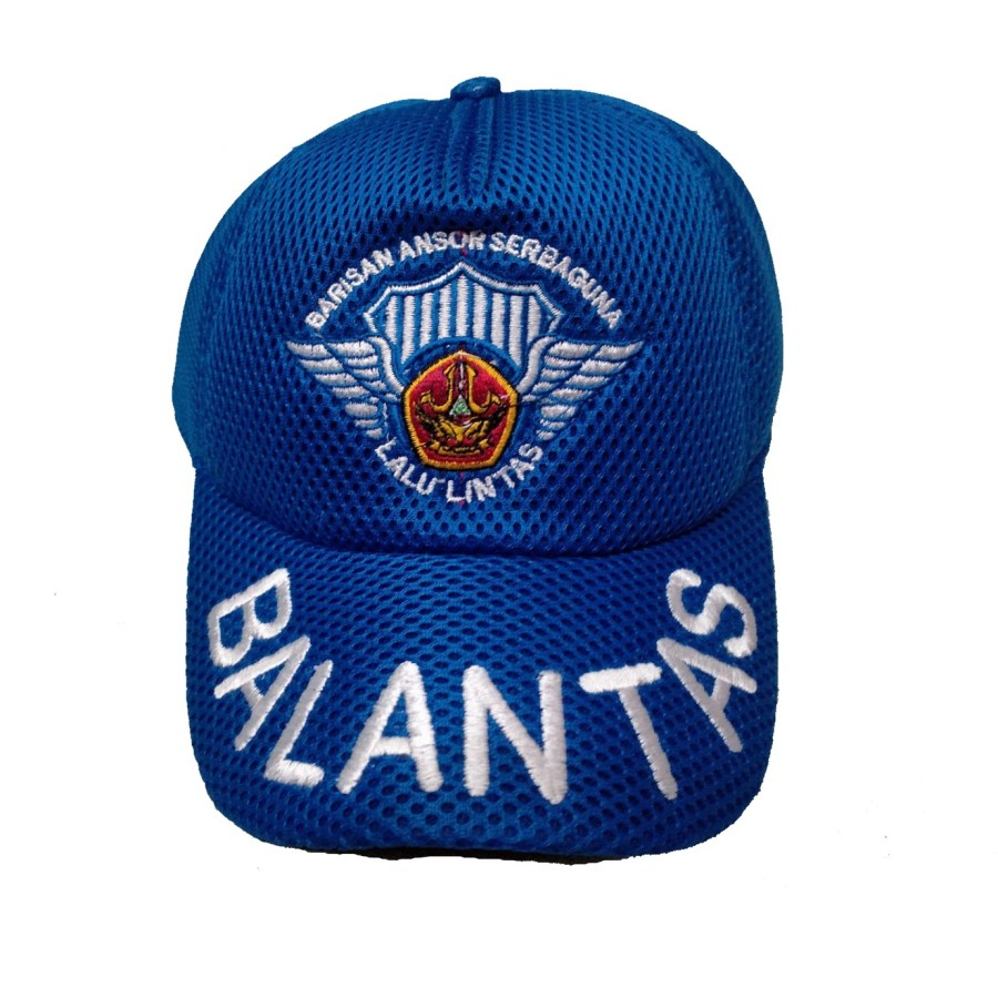 Topi Jaring BALANTAS BIRU Topi Banser Lalu Lintas Tulisan Besar Biru