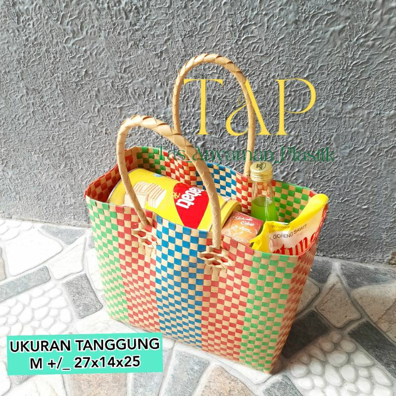 READY STOK Tas Anyaman Souvenir Belanja Custom Anyam Plastik Tas Hajatan Parcel Lebaran Tanpa Tutup dan Kancing Random