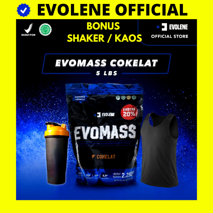 EVO MASS 2.25 KG  5 LBS / COKLAT BPOM HALAL MUI EVOMASS EVOLENE SUSU PROTEIN GAINER EVOMAS EVO MAS EVOLIN EVOLEN EVOLINE