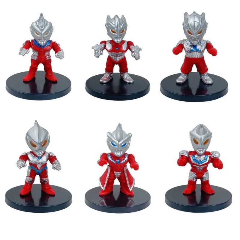 ultraman set isi 6 actuon figure mainan anak ultraman