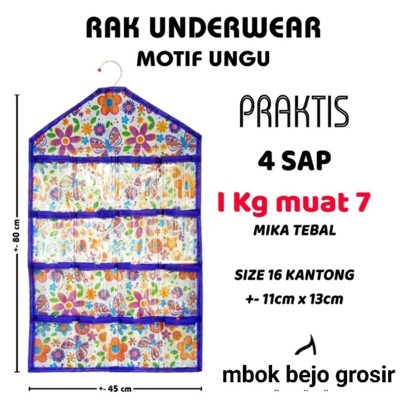 TEMPAT WADAH RAK GANTUNG CD UNDERWEAR MOTIF KUAT SUDAH TERMASUK HANGER UK 80*45cm MIKA TEBAL