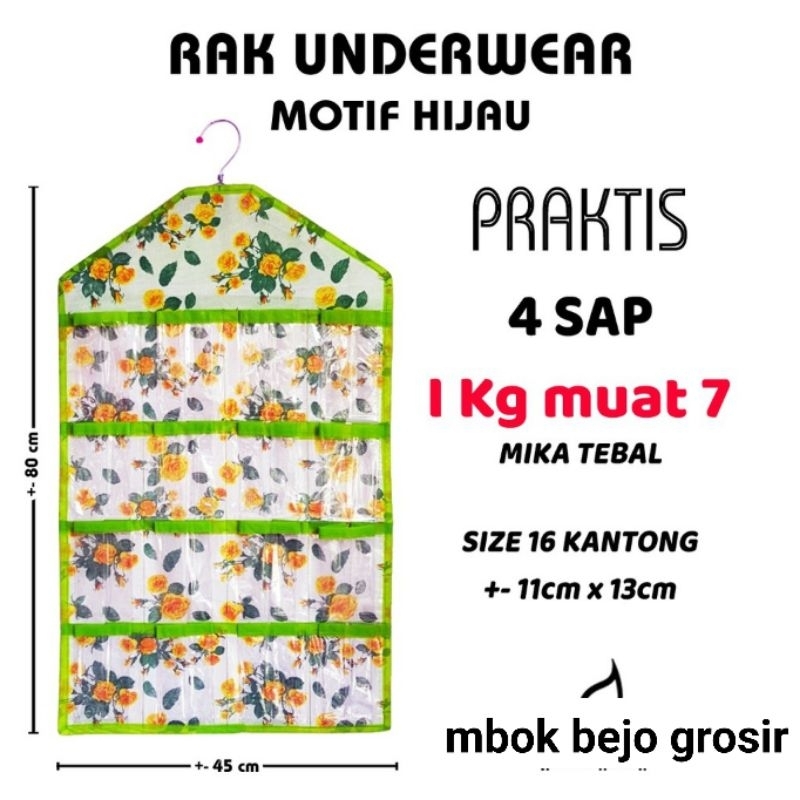 TEMPAT WADAH RAK GANTUNG CD UNDERWEAR MOTIF KUAT SUDAH TERMASUK HANGER UK 80*45cm MIKA TEBAL