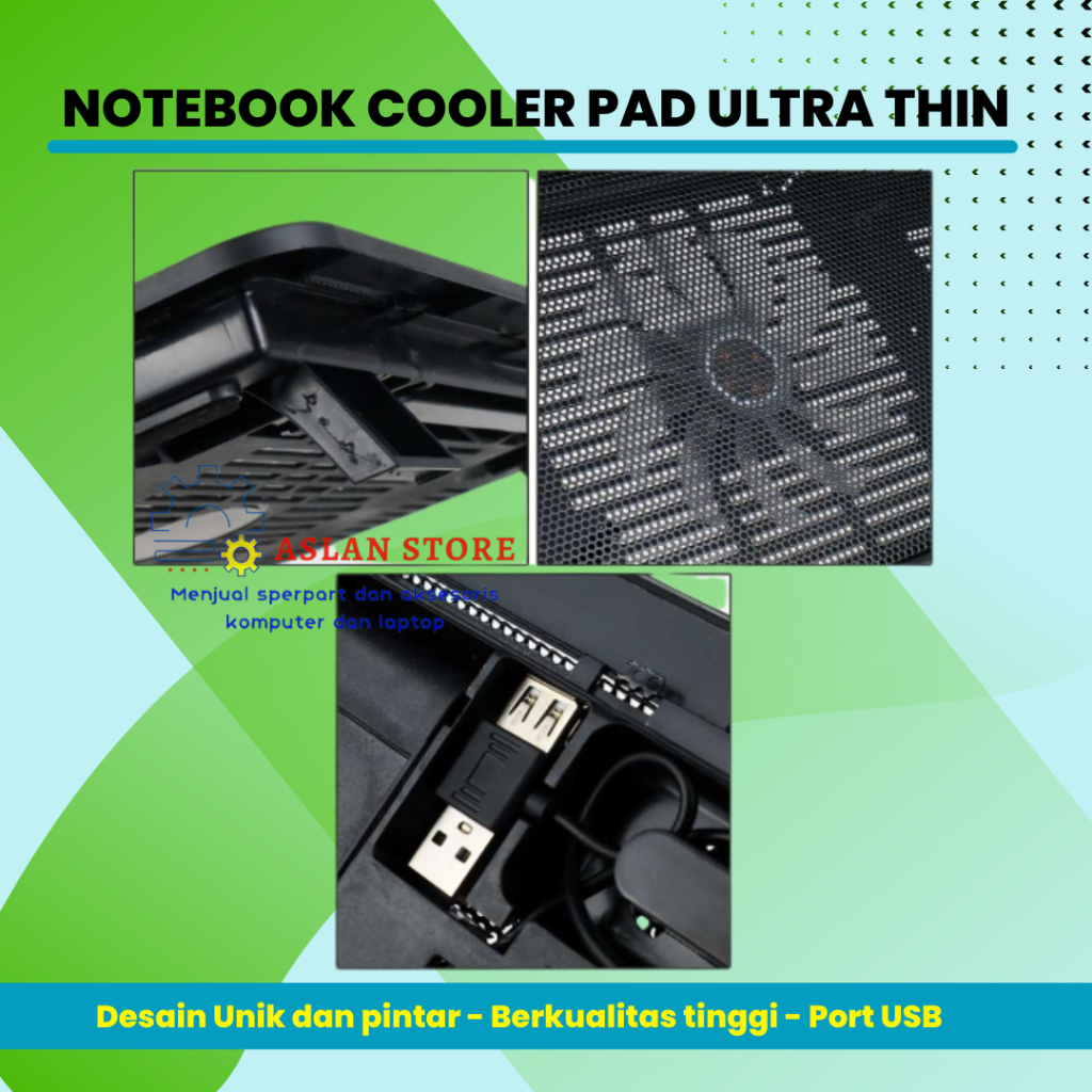 Cooling Fan Cooler Cooling Pad Kipas Pendingin Laptop Notebook Ultra Thin Radiator