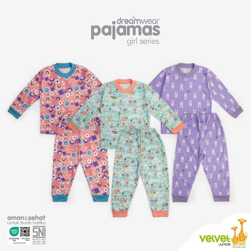 Piyama BigSize 2 - 10 th Dreamwear Velvet Junior Piyama baju tidur lengan panjang Velvet