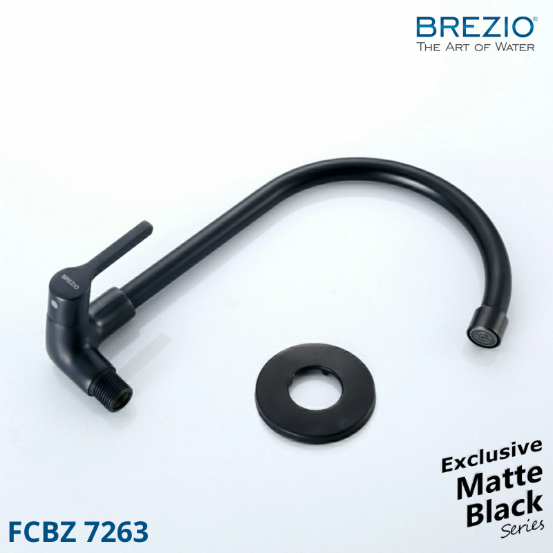 BREZIO FCBZ 7263 KERAN DAPUR WASTAFEL CUCI PIRING KRAN ANGSA TEMBOK HITAM BLACK MATTE