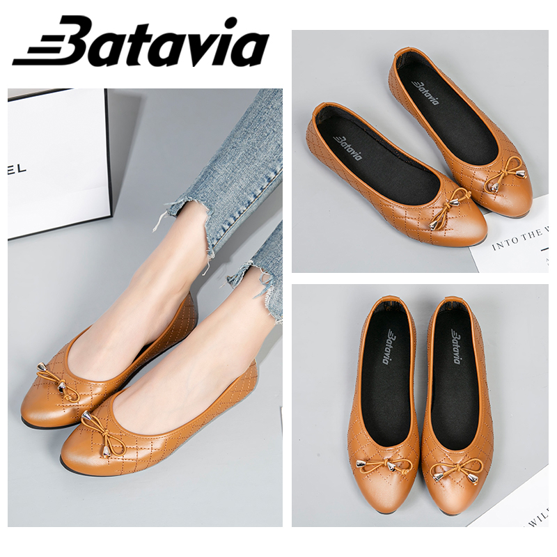 Batavia Fashion Import Flat Wanita Kulit Sepatu Slip-On Sepatu Kasual Sepatu Profesional Sepatu Fashion Sepatu F15