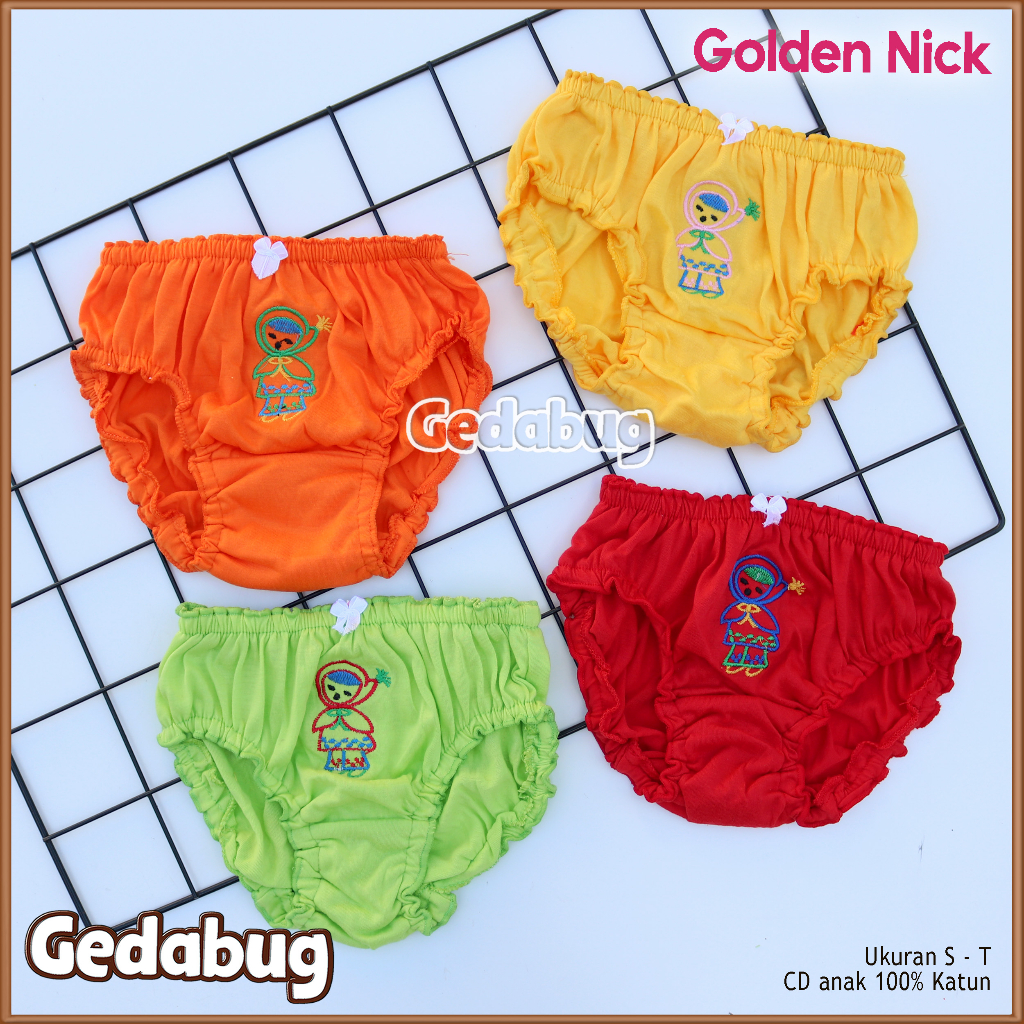 Celana dalam Anak Lucu Golden Nick Keriting Warna | CD Anak katun kombinasi | Size S - T