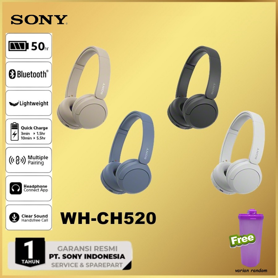 Sony WH-CH520 WHCH520 CH 520 Wireless Bluetooth On Ear Headphones Successor CH510