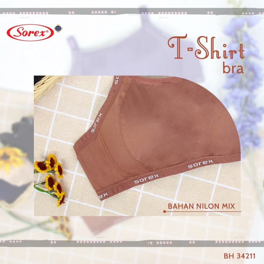 BH Sorex 34211 Kemben Tanpa Kawat Busa Sedang Kait 3 (Cup A-B) T-Shirt Bra