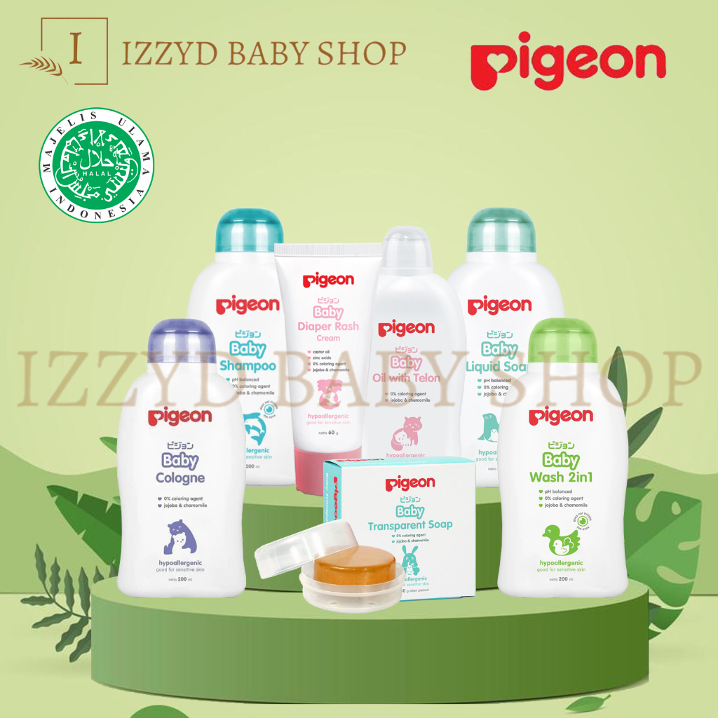 PIGEON Baby wash chamomile 200ml, shampoo, cologne, liquid soap, oil with telon, Transparent Soap chamomile 80Gr - Paraben Free sabun bayi transparant
