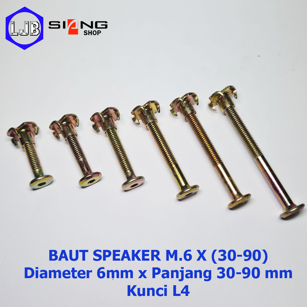 Baut Speaker Cakar Kuning M6 panjang 30 sd 70 mm