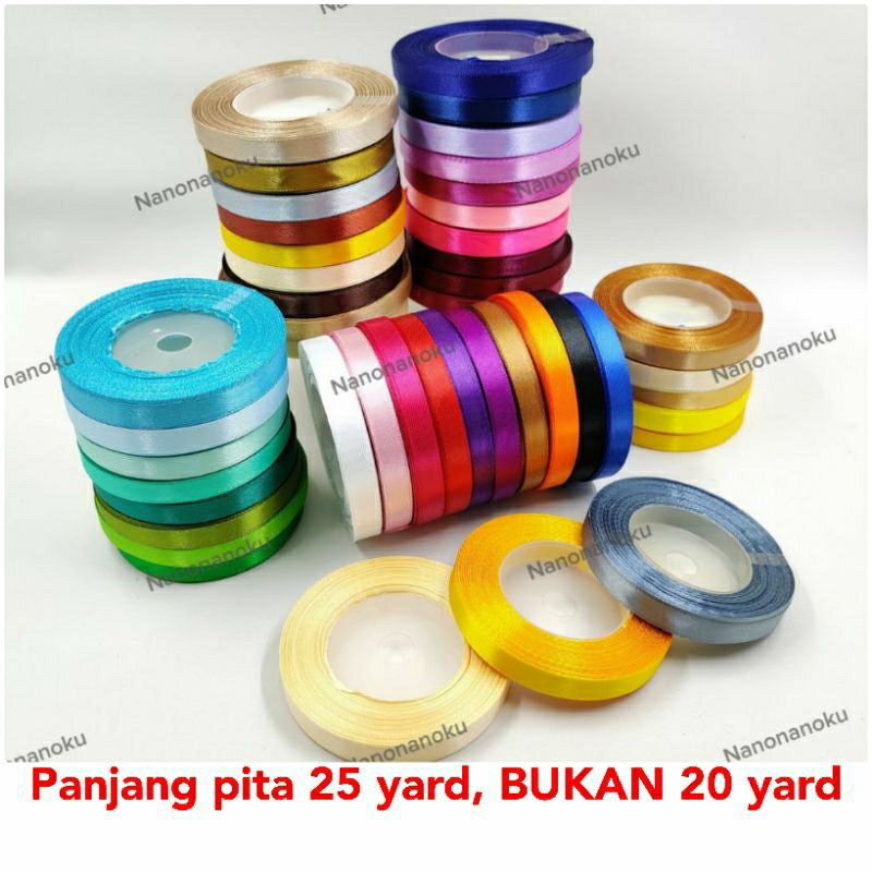 Pita Satin Kain 3/8 inch (0,9 cm) 25 yard Per Rol