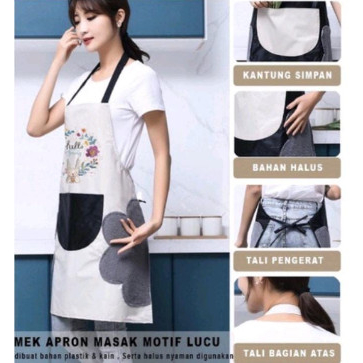 Celemek Apron Masak Karakter Waterproof Anti Minyak / Celemek Anti Air Bahan Kain Premium Quality