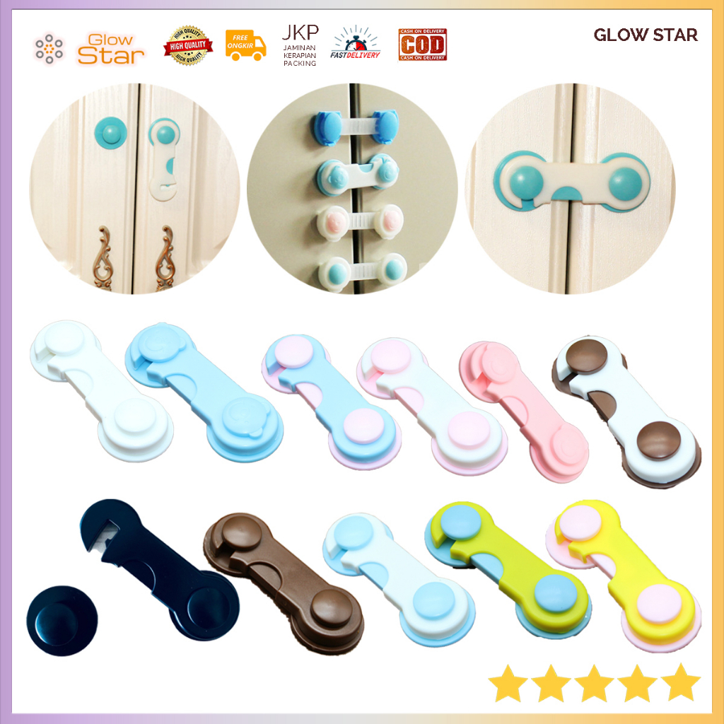 SL2 Safety Lock Pintu Kulkas Serbaguna Pengaman anak anak bayi, lemari, laci Kids Drawer Cabinet Door
