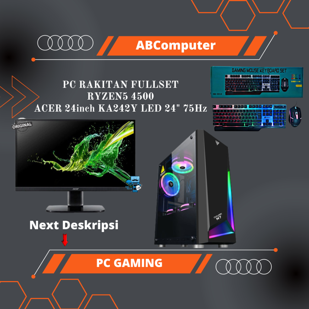 KOMPUTER GAMING PC RAKITAN AMD RYZEN5 4500