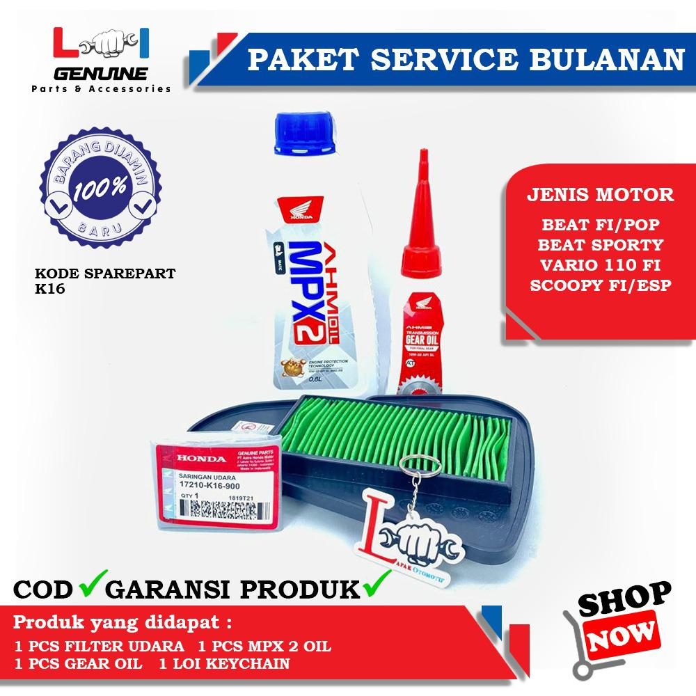 -LOI- PAKET SERVICE BULANAN OLI MPX 2 / SPX 2 FILTER UDARA BEAT FI , SCOOPY FI , BEAT STREET , BEAT ESP , VARIO 110 FI/ESP