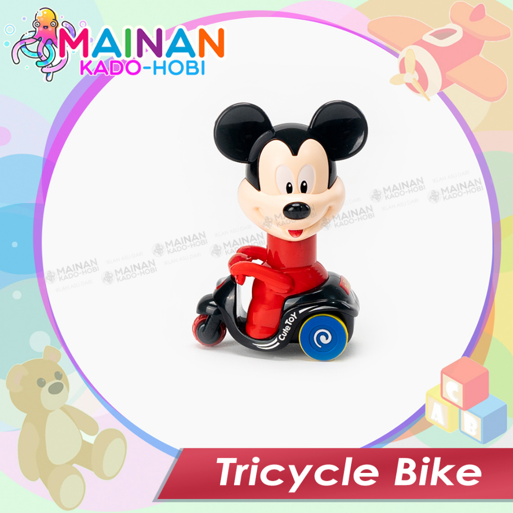 MAINAN MOTORIK ANAK DIECAST MOTOR VESPA KARAKTER KARTUN MICKEY MOUSE PRESSURE CAR TOYS