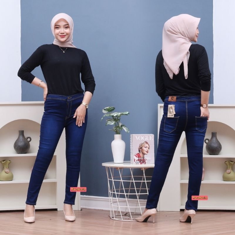 CELANA HIGHWAIST JEANS POLOS WANITA PREMIUM