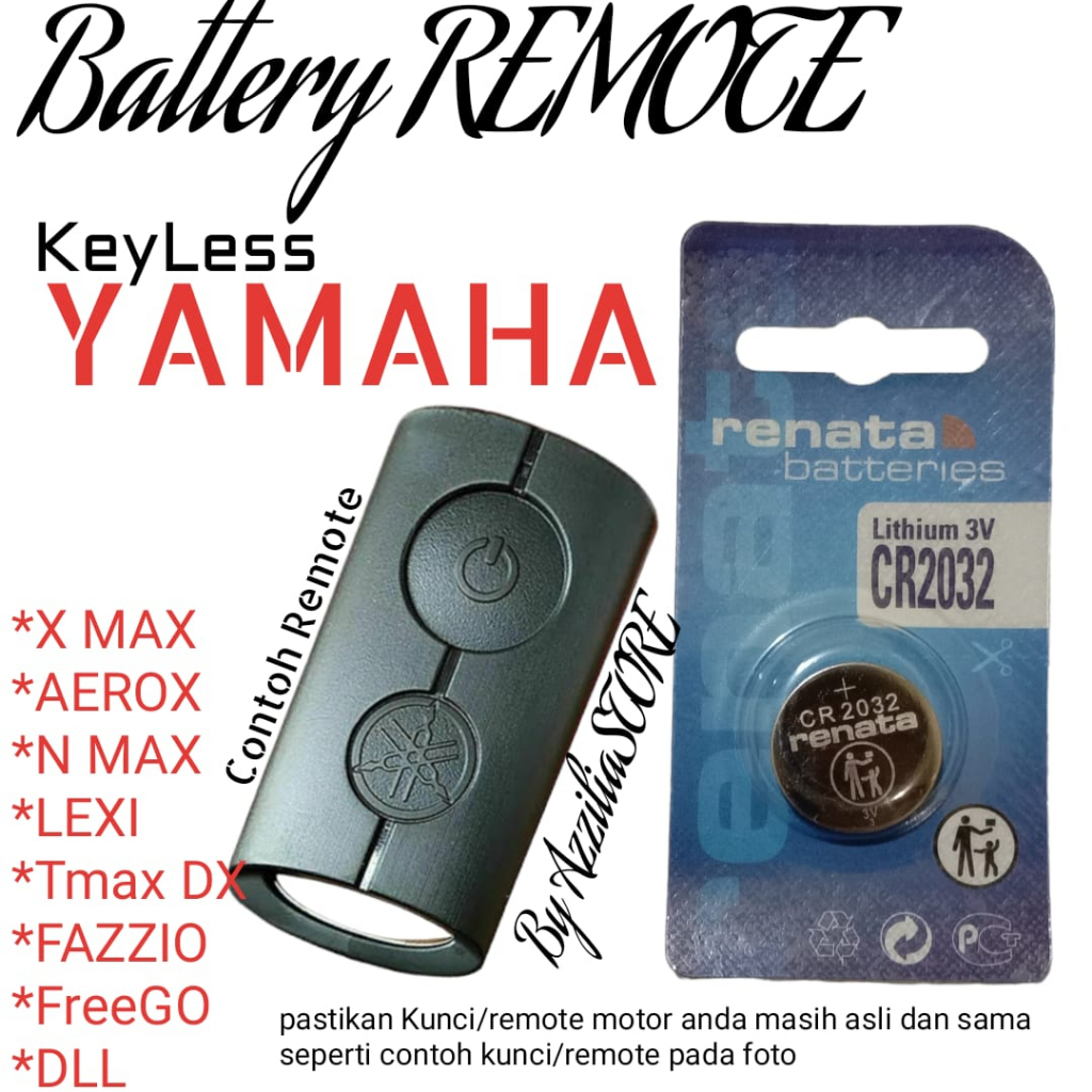 Battery Baterai Batrai Batre Batere Untuk Remote Remot Keyless Motor Yamaha Aerox Nmax Xmax Lexi Fazzio Free Go Tmax DX