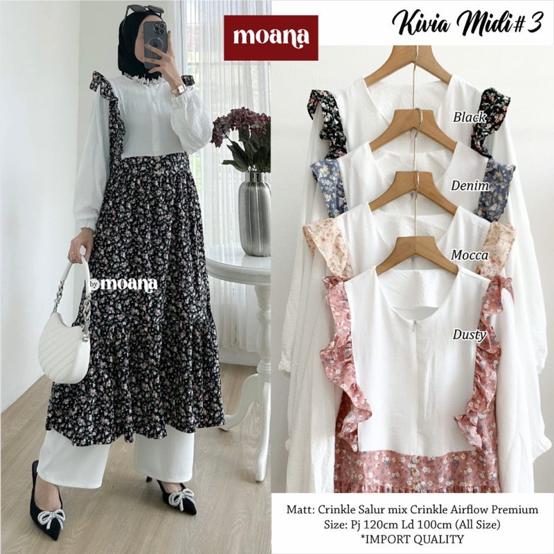 SIRWI BILLA RINTY KIVIA MIDI DRESS MOCA MOANA MOELA HIJAB BERLABEL DAN ORIGINAL