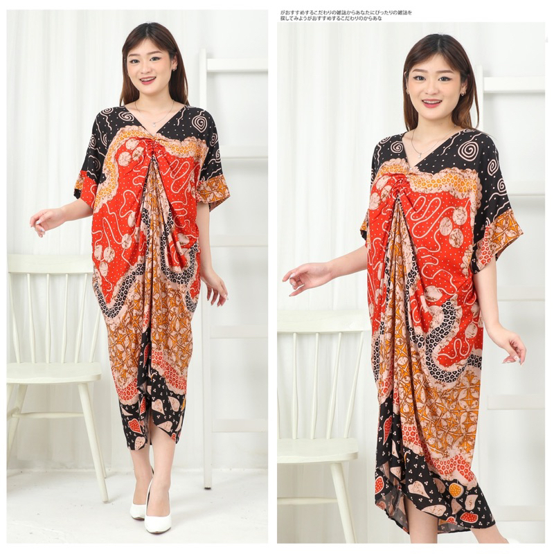 DRESS JUMBO KAFTAN BATIKKU KERAH V BUMIL MURAH ADEM