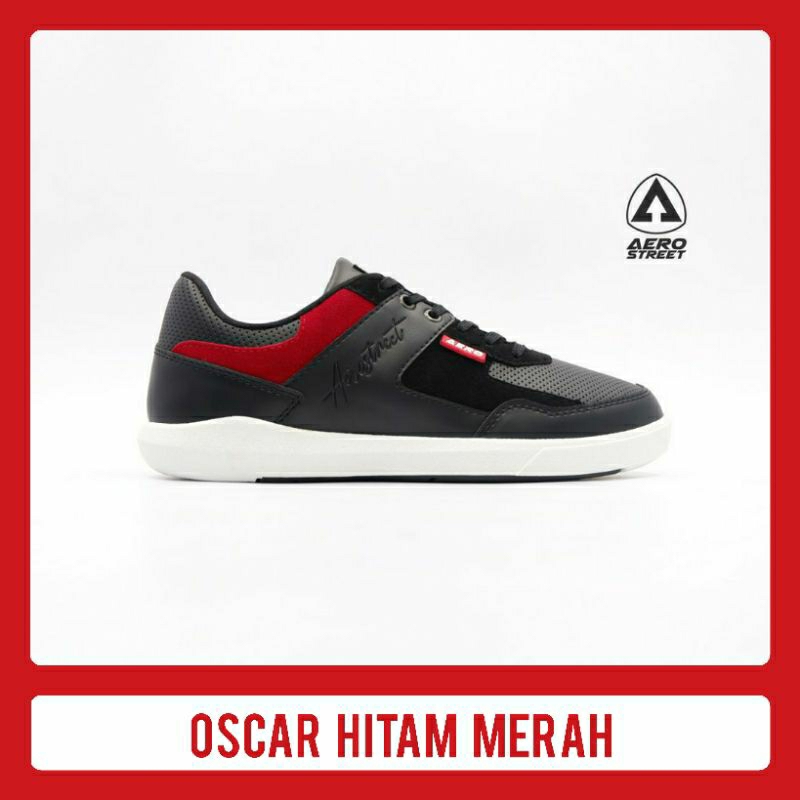 Aerostreet Oscar Hitam Merah size 42 - New