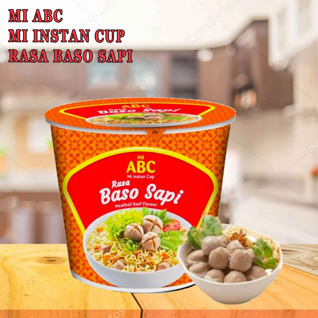 Mie Instan Kuah* Mie Abc Cup* Rasa Baso Sapi* 60gr