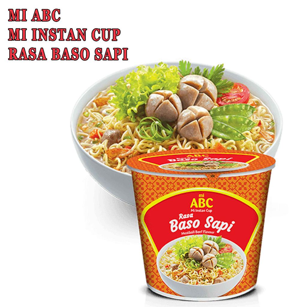 Mie Instan Kuah* Mie Abc Cup* Rasa Baso Sapi* 60gr