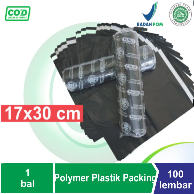 PINUS Plastik Polymailer 17X30CM / 20x30cm / 25x35cm / 30x40cm isi100 Lembar - Plastik Packing Pinus Hitam
