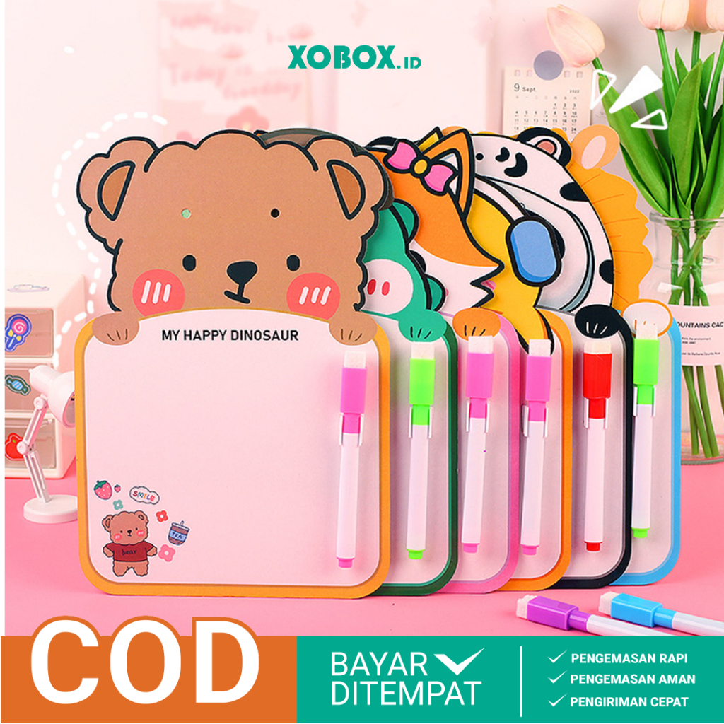 Papan Tulis Anak Karakter Whiteboard Mini Free Spidol Bisa Dihapus HM033 - XOBOX