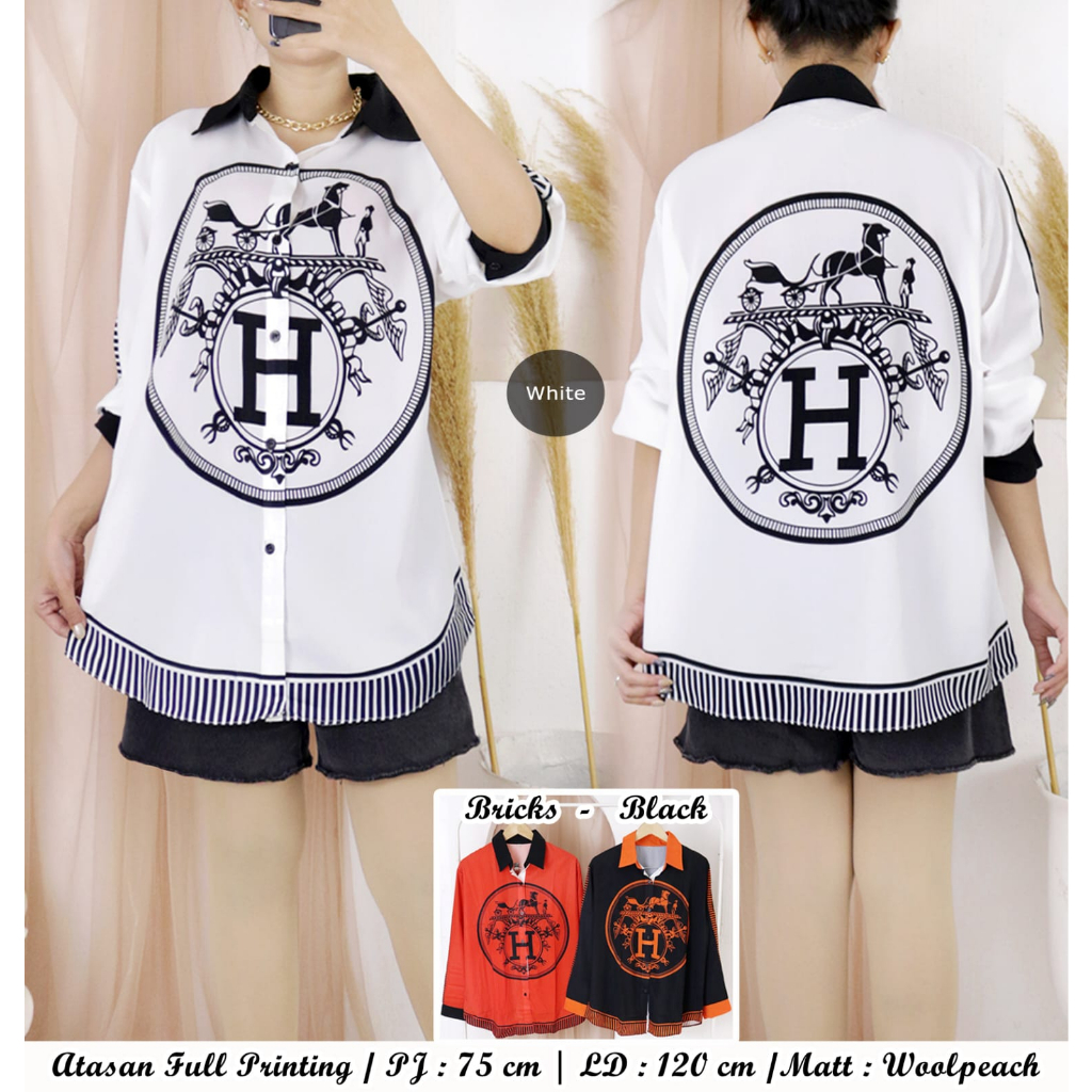 M5974 kemeja H silk fashion JUMBO new premium bahan katun adem DG1076